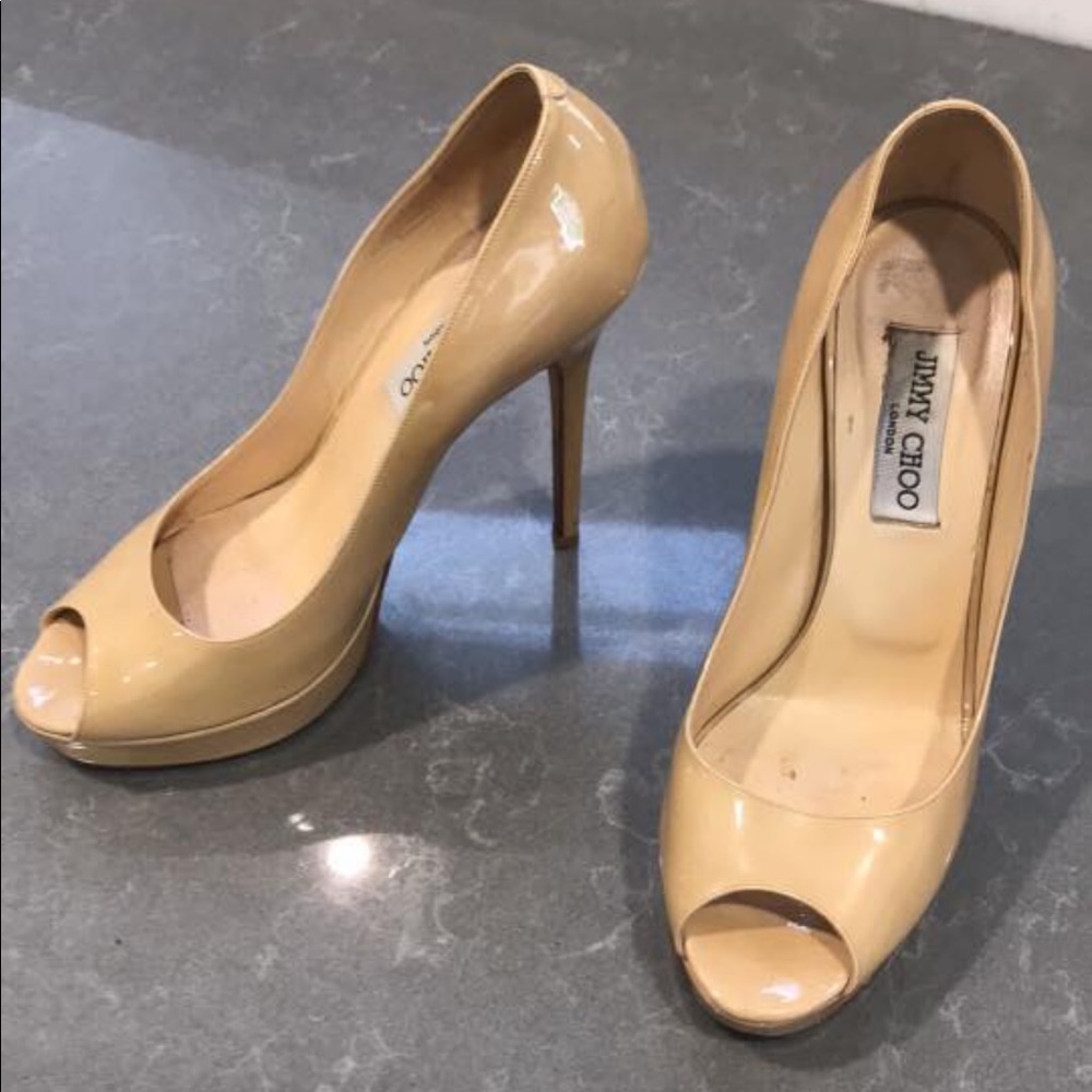 Jimmy Choo peep toe platform pumps